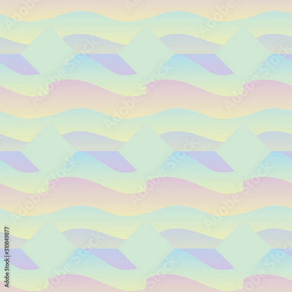 Fototapeta A seamless abstract vector pattern with striped pastel colored shapes in candy colors. Surface print design.