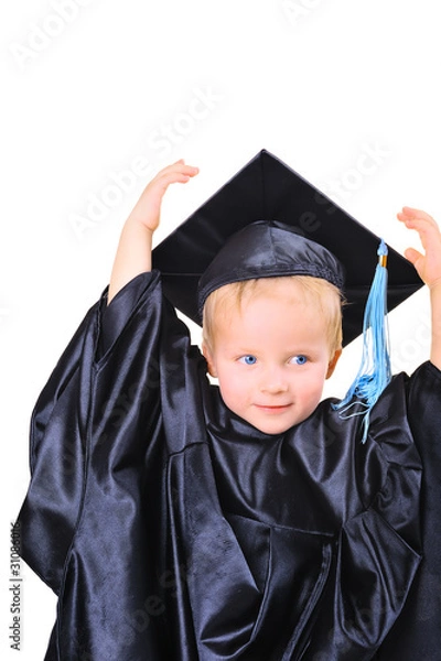Obraz Cute little boy in graduation gown
