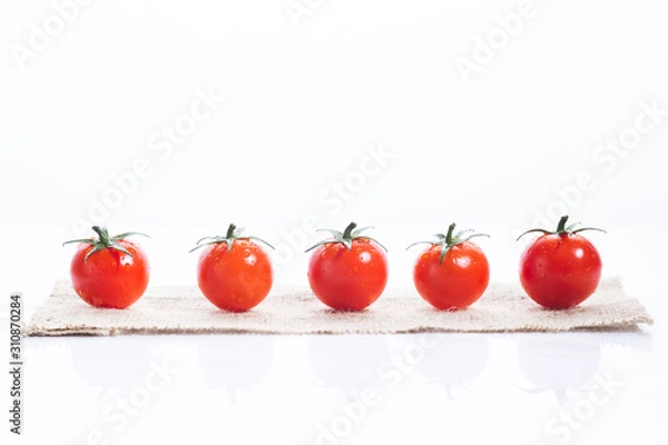 Obraz Row of  fresh Tomatoes on white background.