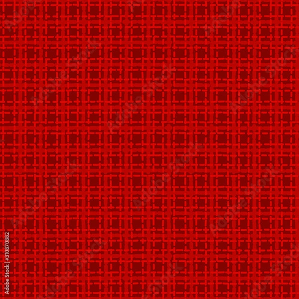 Fototapeta Red checkered fabric texture Seamless pattern. Vector stock Holiday surface design. Knitted fabric backround for Merry Christmas winter fashion