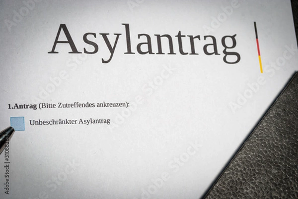Fototapeta Antrag eines fiktiven Asylantrag amt
