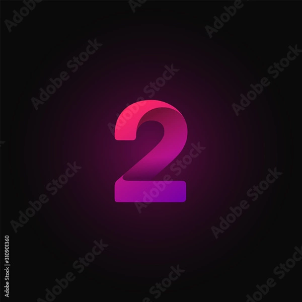 Fototapeta Pink paper folded character from a typeset, vector illustration