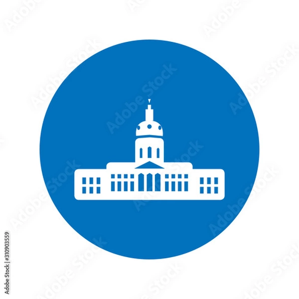 Fototapeta Icon of high-rise office building. Construction, tall, urban. Architecture concept. Can be used for topics like city, financial district, workplace, business