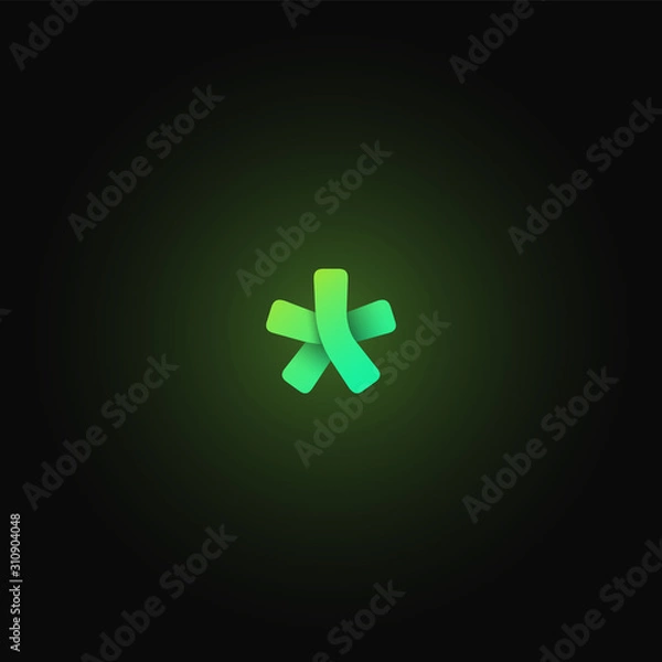 Obraz Green paper folded character from a typeset, vector illustration