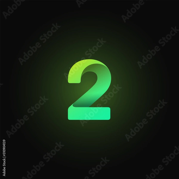 Fototapeta Green paper folded character from a typeset, vector illustration