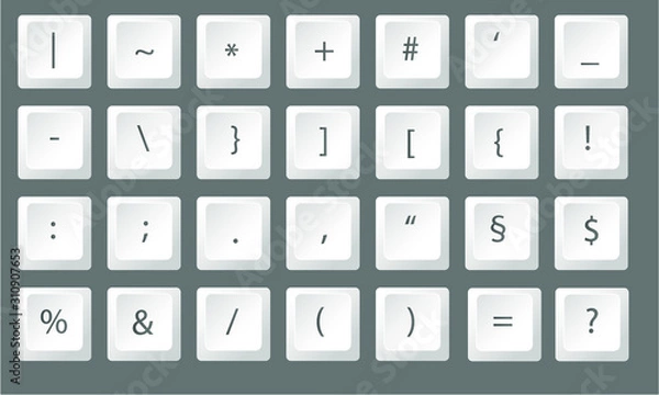 Fototapeta white keyboard letter special character keyboard button, weiß Sonderzeichen Button Tastatur