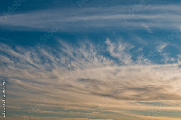Fototapeta Evening sky with clouds at sunset