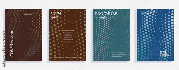 Fototapeta Minimalistic cover design templates. Set of layouts for covers of books, albums, notebooks, reports, magazines. Line halftone gradient effect, flat modern abstract design. Geometric mock-up texture.