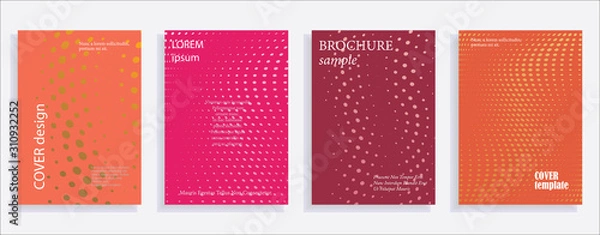 Fototapeta Minimalistic cover design templates. Set of layouts for covers of books, albums, notebooks, reports, magazines. Line halftone gradient effect, flat modern abstract design. Geometric mock-up texture.