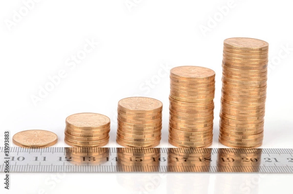 Fototapeta coins and ruler