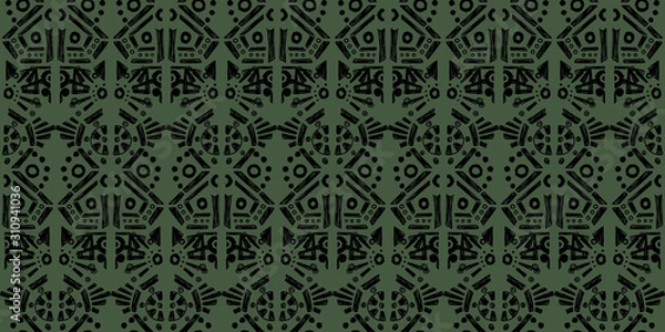 Fototapeta Nice nativ hand-drawn ikat background - Ethnic folk seamless pattern.