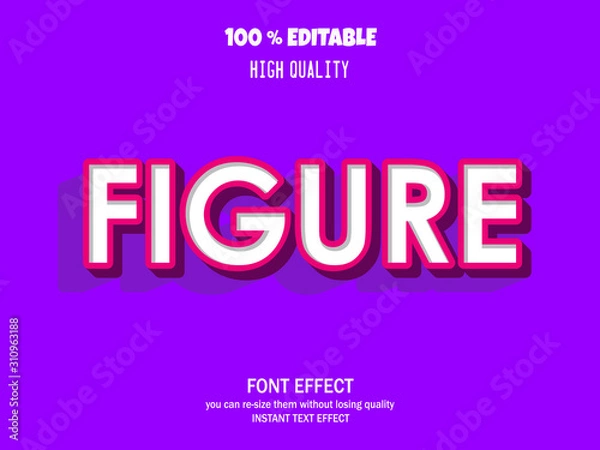 Fototapeta modern styled 3D trendy font effect, editable font