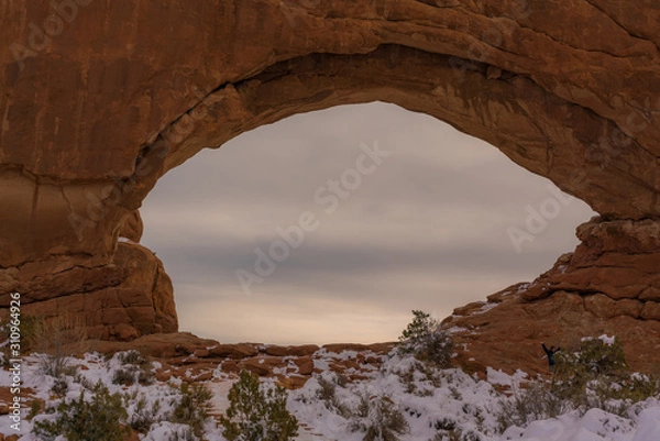 Fototapeta Beautiful arches national park during winter