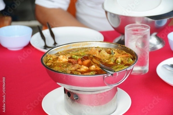 Obraz chef preparing food in kitchen
