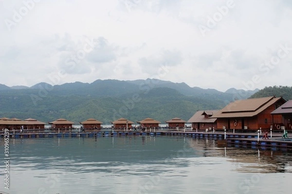 Obraz village on lake