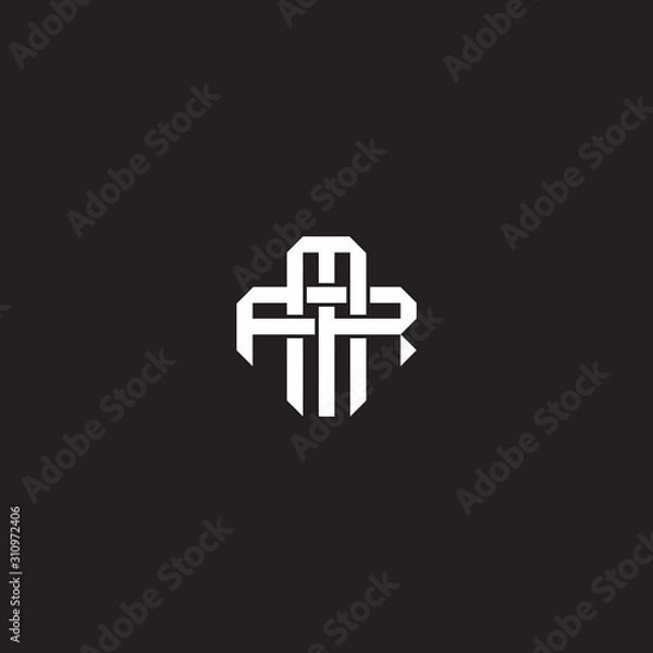 Fototapeta MR Initial letter overlapping interlock logo monogram line art style