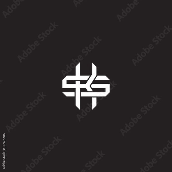 Fototapeta Initial letter overlapping interlock logo monogram line art style