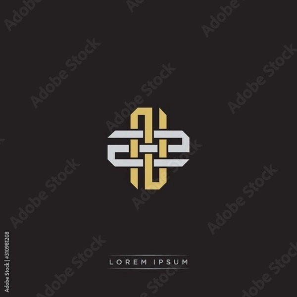 Fototapeta Initial letter overlapping interlock logo monogram line art style