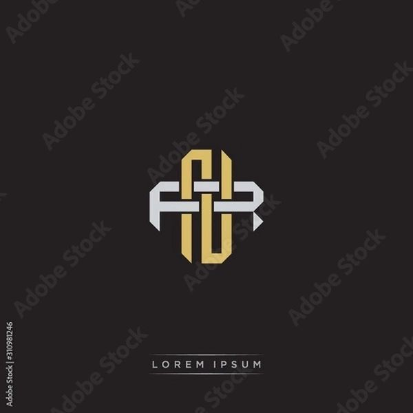 Fototapeta Initial letter overlapping interlock logo monogram line art style