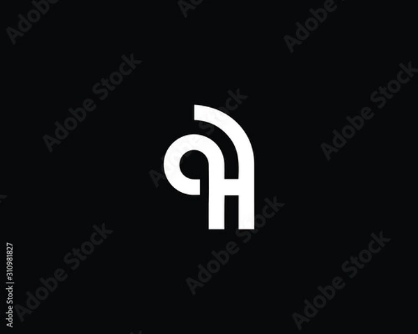 Fototapeta Creative and Minimalist Letter QH Logo Design Icon, Editable in Vector Format in Black and White Color	