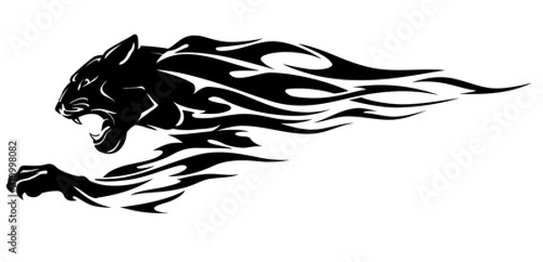 Obraz Black Panther Head, Abstract Flame