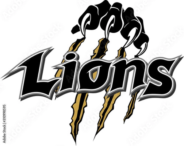 Obraz Lions Logo Type, with Paw Ripping Surface