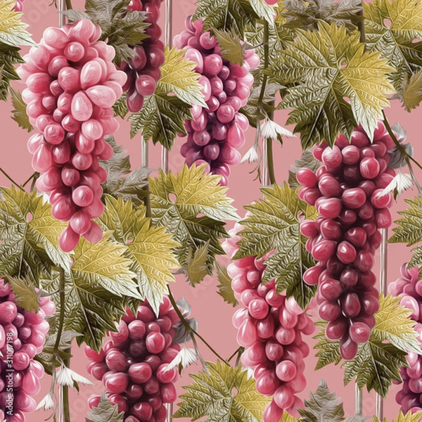 Fototapeta Grape seamless pattern. Artistic background.