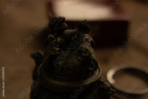 Fototapeta fu dog incense pot