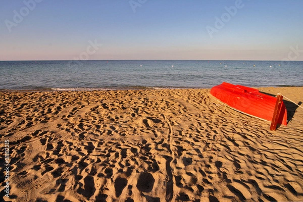Obraz SPIAGGIA CON BARCA ROSSA