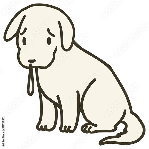 Fototapeta 座っている犬のイラスト_風邪