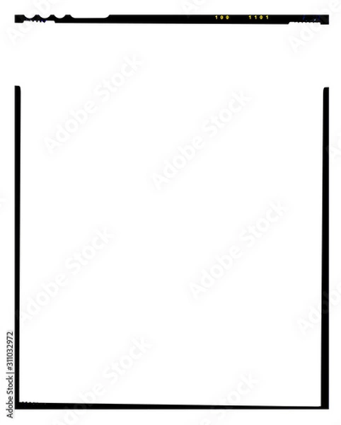 Fototapeta Border. Empty large format film template with copy space isolated on white background with work path inside the image..