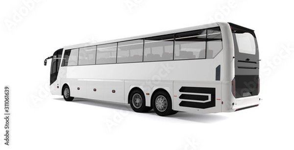 Obraz White big tour bus back left angle view