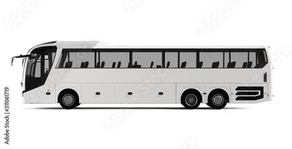 Obraz White big tour bus left view