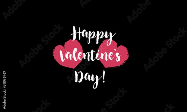 Fototapeta Happy Valentine's Day typography poster with handwritten calligraphic text.