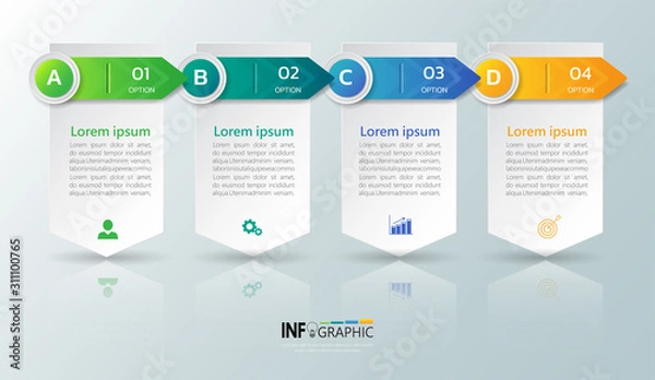 Fototapeta Business Infographics template with 4 steps. Vector illustration.