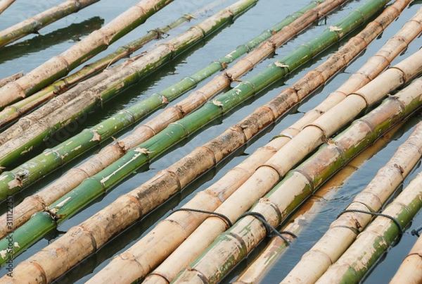Fototapeta Bamboo rafting in Li River
