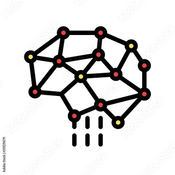 Fototapeta Neural network vector, Artificial related filled design icon