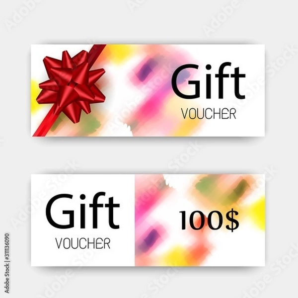 Obraz Luxury gift vouchers set. Colorful design, on white background. Vector illustration EPS10.