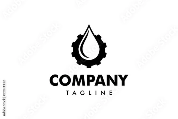 Fototapeta gear and droplets for the icon or logo design concept ready to use