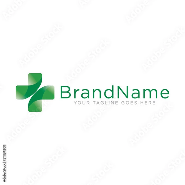 Fototapeta Medical pharmacy logo icon. Healthcare logo icon design represents hospital. Simple design on white background.
