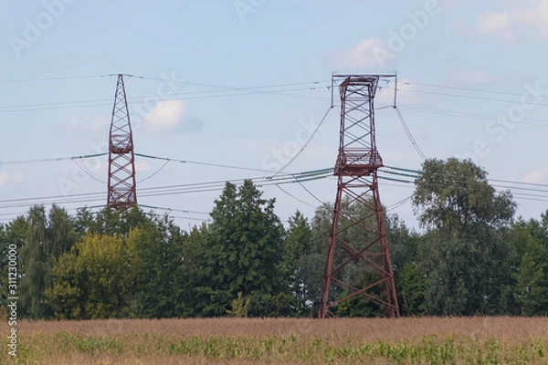 Obraz High-voltage power line, steel engineering structure