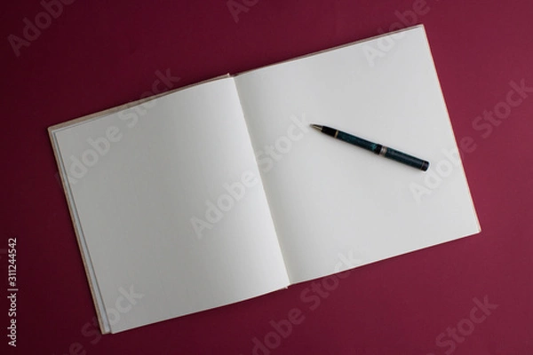 Obraz Empty Book with pen on desk