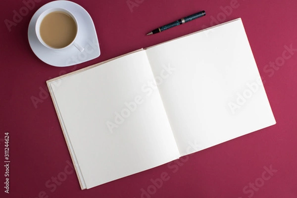 Obraz Empty Book with pen on desk