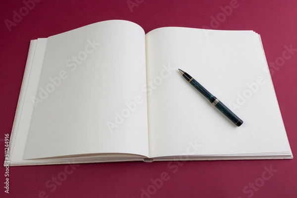 Obraz Empty Book with pen on desk