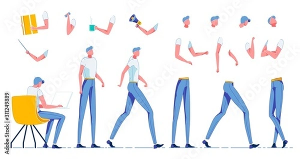 Obraz Male Person, Objects for Worker, Constructor.