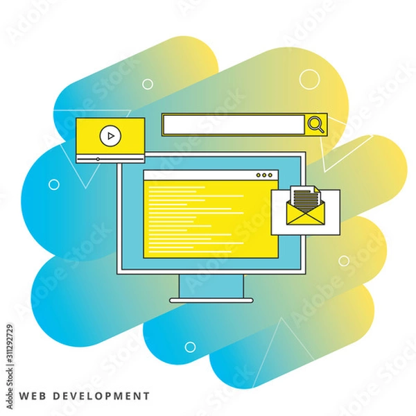 Obraz Web Development Programming Coding. desktop with program code on the screen
