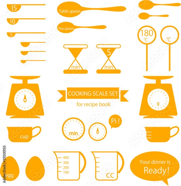 Fototapeta レシピ用　計量ツールフレームセット