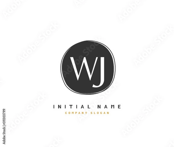 Obraz W J WJ Beauty vector initial logo, handwriting logo of initial signature, wedding, fashion, jewerly, boutique, floral and botanical with creative template for any company or business.