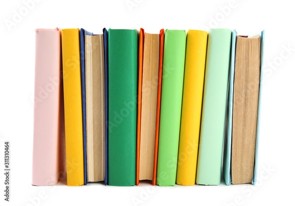 Fototapeta Stack of colorful books isolated on white