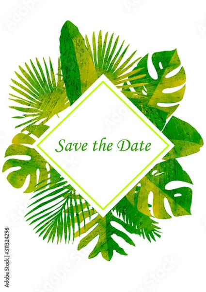 Obraz abstract background with place for your text with tropical leaves